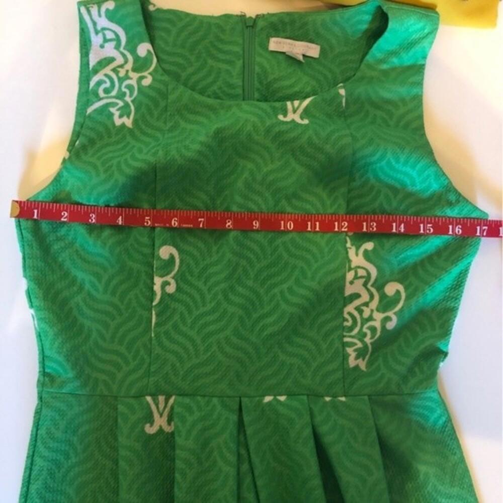 New York & Co Stretch Green Floral Print Sleeveless Chic Summer Dress - Size S - Picture 6 of 7